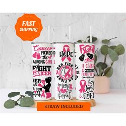 breast cancer awareness tumbler, faith over fear cancer tumbler, cancer hope tumbler, cancer warrior tumbler, cancer tum