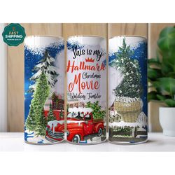 this is my hallmark christmas movie watching tumbler, christmas movie mug, watching christmas movie, christmas tree mug,
