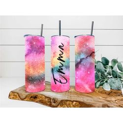 deep moon galaxy faux tumbler, personalized tumbler, double wall insulated, gift, tumbler with lid & straw, custom tumbl