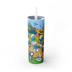 smurfs skinny tumbler with straw, 20oz