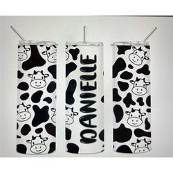 Personalised Comic Cow 20oz Insulated Tumbler with Lid and Straw.  Perfect gift