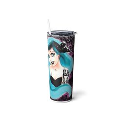 ariel little mermaid skinny steel tumbler with straw, 20oz