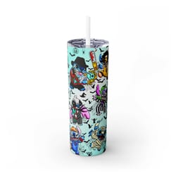 horror lilo and stitch skinny tumbler with straw, 20oz