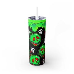 poison apple skinny tumbler with straw, 20oz