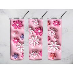 3d inflated flowers 20 oz skinny tumbler