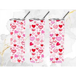 doodle hearts 20 oz skinny tumbler