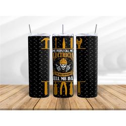 Personalised Insulated Stainless Steel Skinny Tumbler with Straw Lid Hot Cold Drink Gift for Dad Father Electrician