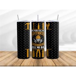 personalised insulated stainless steel skinny tumbler with straw lid hot cold drink gift for dad father electrician