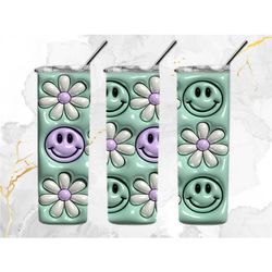 3d inflated retro daisy smiley 20 oz skinny tumbler