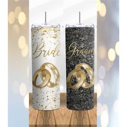 bride & groom wedding party tumbler gift married couple