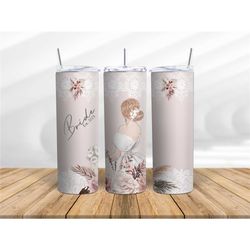 bride stainless steel skinny tumbler wedding gift bridal party straw and lid