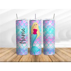 mermaid siren stainless steel tumbler gift for girl travel mug personalised school water bottle
