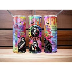 20oz insulated tumbler horror ghost with straw