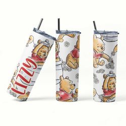 pooh bear gift, skinny tumbler, custom pooh gift, winnie the pooh tumbler, personalized pooh gifts, custom pooh bear cup