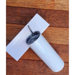 blank sublimation skinny 20oz tumbler, stainless steel insulated with slider lid & straw