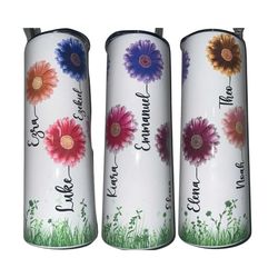 grandma's garden tumbler, stainless steel insulated tumbler, 20oz skinny tumbler with lid and straw, travel coffee mug,