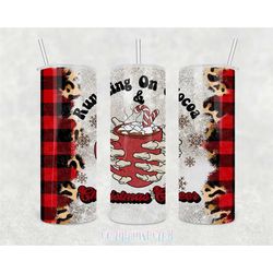running on cocoa & christmas cheer, 20oz printed travel mug, christmas gift for her, tumbler for holiday gift for her
