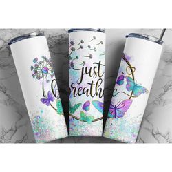 20oz just breath tumbler, floral tumbler with pastel colors