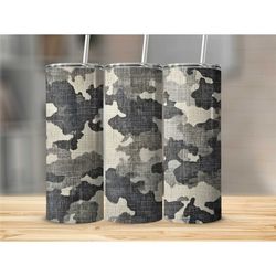military camouflage travel tumbler, insulated stainless steel cup, army camo drinkware, outdoor adventure gear, gift for