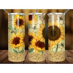 bee and sunflower 20oz tumbler, coffee tumbler, sublimation tumbler, custom tumbler
