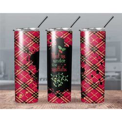Personalized Christmas tumbler // Christmas wrapping paper tumbler // Christmas mistletoe tumbler // Custom Christmas tu