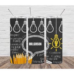 custom teacher tumbler , gift for teacher , personalized teacher tumbler ,  20oz , male teacher gift, teacher male