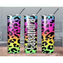personalized colorful cheetah tumbler//personalized colorful cheetah water bottle//colorful tumbler//personalized tumble