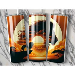 lion's silhouette tumbler, 20oz tumbler with straw, lion's silhouette tumbler cup, gift for her, gift for him, travel cu