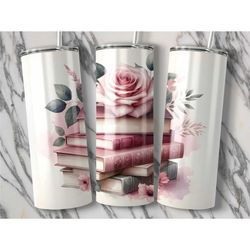 stack of books tumbler, 20oz tumbler with straw, stack of books tumbler cup, gift for her, gift for him, travel cup, bir