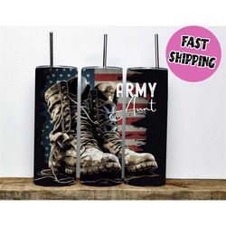 army aunt patriot tumbler stainless steel insulated coffee cup with lid & straw | patriotic tumbler design