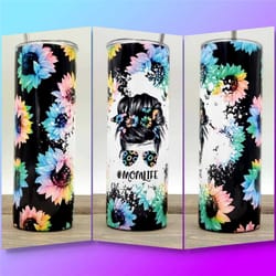 pastel sunflower tumbler | momlife | mom life tumbler | 20oz skinny tumbler with straw