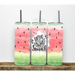 hello summer watercolor watermelon tumbler | hello summer tumbler | watermelon | 20 oz tumbler | skinny tumbler | 30 oz