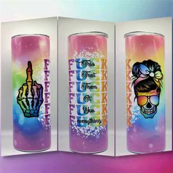 fuck this fuck that tumbler, flick off skinny tumbler, colorful 20oz tumbler, f bomb tumbler, travel coffee mug, custom