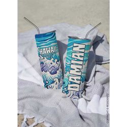 beach wedding favor - 20 oz skinny tumbler - trippy wave tumbler - bridesmaid tumblers - bachelor party favors - beach t