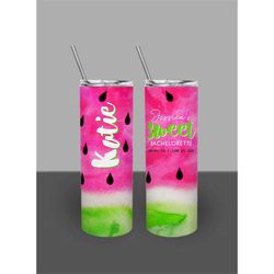watermelon 20oz skinny tumblers, summer birthday or bachelorette party watermelon tumbler, personalized custom tumbler w