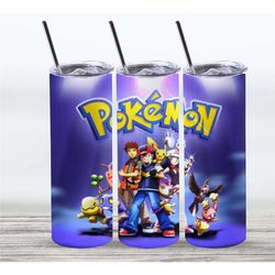 Pokemon Tumbler Wrap, Pikachu Tumbler Sublimation Design, Pokemon Tumbler Cup, 20 oz Skinny Tumbler Digital Png, Tumbler