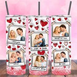Custom Photo Collage Inflated Valentines Day Tumbler,Personalized Love Travel Coffee Mug,Add Your Photo,For Her,Skinny T