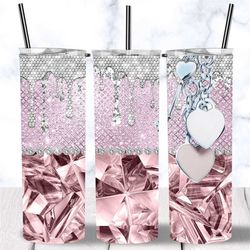 diamond glam luxe heart chain tumbler,fashionista gift,chic diva glitter bling drip travel coffee mug,birthday skinny tu