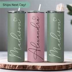 Aesthetic Tumbler with lid and Straw For Bridal shower favors - Personalized Bridesmaid Gifts For Bride Squad - Women Ae