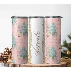 personalized name pastel nutcracker geode christmas tumbler,xmas festive holiday vibes travel coffee mug gift,skinny tum