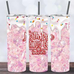 north pole candy co glitter frosting drip christmas tumbler,xmas festive holiday vibes sweet travel mug,skinny tumbler w
