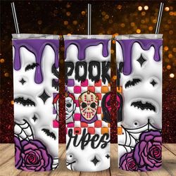 spooky vibes horror movie character inflated halloween tumbler,scary ghostface michael jason travle mug,fall skinny tumb