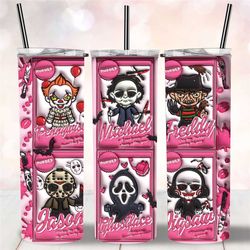 horror movie character barbiecore inflated tumbler,pink scary spooky vibes travel mug,horror birthday gift,skinny tumble