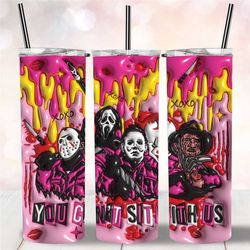 horror movie character mean girls inflated tumbler,scary spooky vibes drip travel coffee mug,birthday gift,skinny tumble