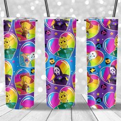 neon horror movie character halloween tumbler,scary heart travel coffee mug,horror fanatic,birthday gift,skinny tumbler