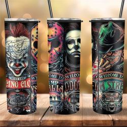horror movie character halloween tumbler,horror fanatic travel coffee mug,birthday gift,scary fall halloween,skinny tumb
