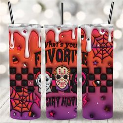 horror movie character halloween inflated tumbler,scary spooky vibes travel coffee mug,favorite movie drip skinny tumble