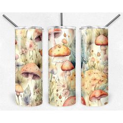 watercolor mushroom tumbler | fungi art water bottle | 20oz drinkware birthday gift | gift for her | gift for mom