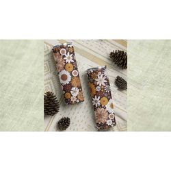 autumn flower tumbler | fall stainless steel 20oz skinny | cute retro spooky season floral | gift for her