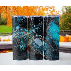 blue geode print 20oz metal tumblers, skinny tumbler cups, bridesmaids gifts, gift ideas for her